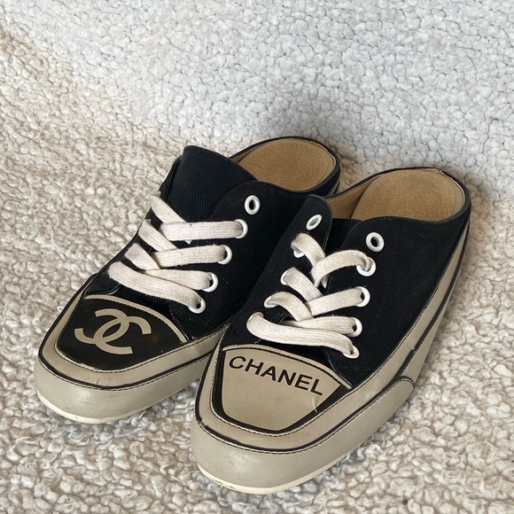 CHANEL Shoes - Chanel Lace Up Open Heel Women’s Canvas Shoes